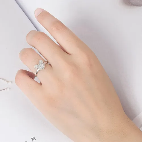 Vista 3 de H&Beautimer Anillos de plata de ley 925 para mujer, bonitos anillos de diseño de Mickey, joyería fina para mujeres y niñas, anillos de boda AAA CZ