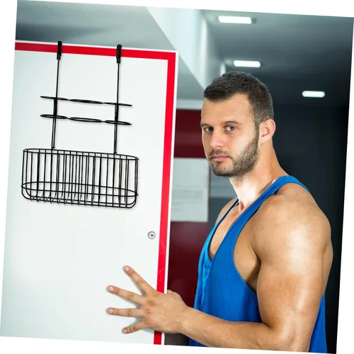 Vista 9 de Housoutil Soporte para secador de pelo, soporte para soplador de pelo de metal, organizador de despensa para colgar sobre la puerta, soporte