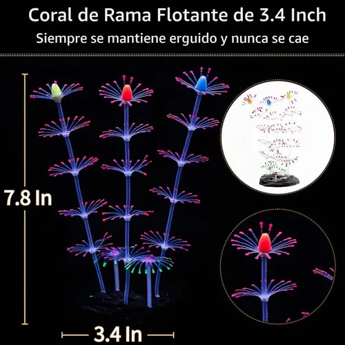 Vista 3 de Uniclife Paquete de 4 decoraciones para pecera, efecto brillante, decoración de acuario, pequeña medusa artificial de silicona, adorno de planta