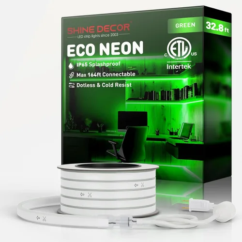 Vista 54 de Shine Decor Tira de luces LED AC 120V, cuerda de neón eco de 120 LED/m sin puntos, conectable y cortable, IP65 impermeable y resistente al clima
