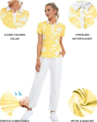 Vista 4 de Hiverlay Women Golf Shirts Polo Shirts for Women UPF 50+ Lightweight Quick-Dry Collared Tennis Daily Shirts Work Tops
