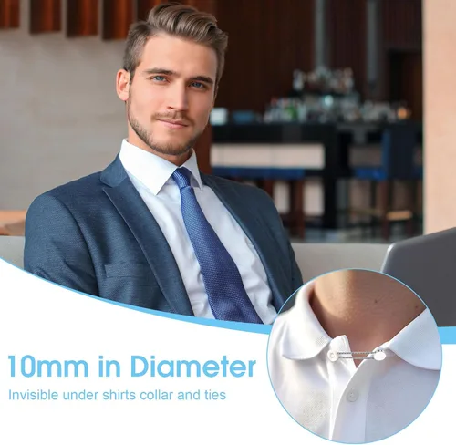Vista 5 de PEASUG 16 extensores de cuello para camisas de hombre, extensor de botón elástico para camisas de vestir, corbata, extensores de cuello