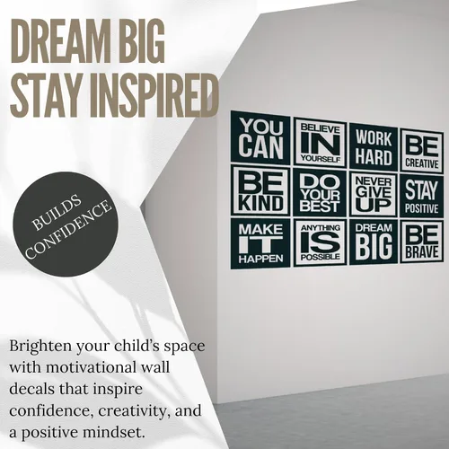 Vista 3 de My Vinyl Story 8 calcomanías de pared motivacionales positivas con frases inspiradoras para decoración de pared, refranes artísticos para oficina