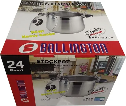 Vista 4 de Ballington Olla de acero inoxidable de 24 cuartos de galón con tapa de vidrio