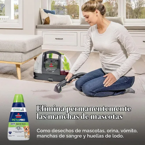 Vista 3 de Bissell PET PRO OXY - Fórmula de manchas y manchas para limpiadores portátiles de alfombras, 32 onzas, 2034 PET PRO OXY targets pet stains &