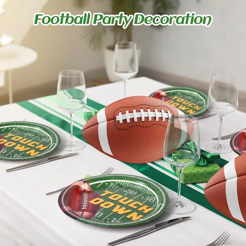 Vista 5 de Dereinwo 35 platos de fútbol – Decoraciones de fiesta de fútbol 2025, platos desechables de 9 pulgadas para postre aperitivo, cena, suministros