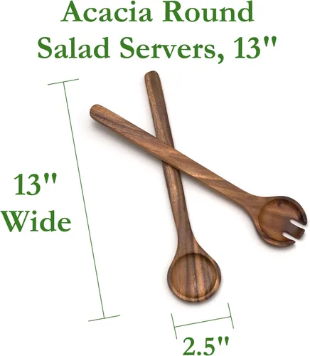 Vista 2 de Lipper International Servidores de ensalada redondos de acacia, 13" de largo, un par