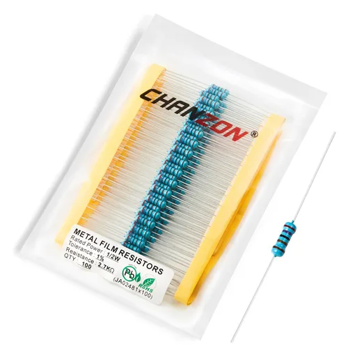 Vista 39 de Chanzon 100pcs 1/2W (0.5W) 1 Ω ohmios Resistencia fija de película metálica 0.01 ±1% Tolerancia 1R MF Orificio pasante Resistencias limitadoras