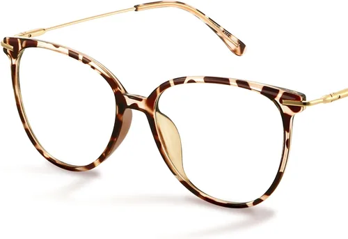 Vista 17 de Gaoye - Gafas de bloqueo de luz azul - Marcos redondos TR90 de moda, brazos de metal, protección UV400 - Estuche suave a juego * 1 marco negro