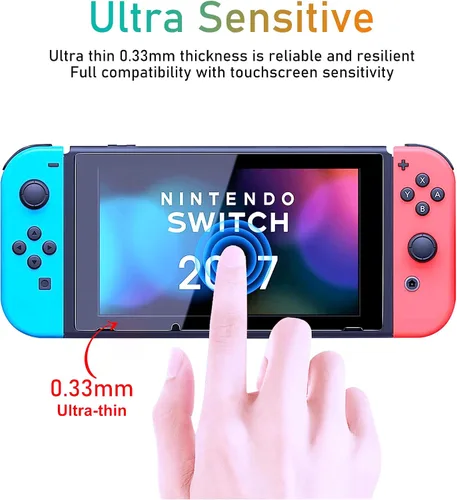 Vista 4 de Paquete de 3 protectores de pantalla de vidrio compatibles con Switch Premium Protector de pantalla de vidrio templado
