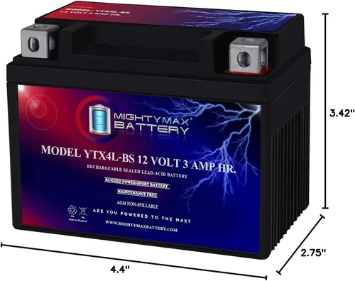 Vista 9 de Mighty Max Battery YTX4L-BS SLA - Batería de repuesto compatible con Kawasaki 110 KLX110, L 03-22