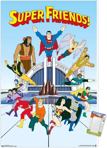 Vista 10 de Trends International DC Comics Super Friends - Póster de pared del equipo, 22.4 pulgadas de largo x 14.7 pulgadas, versión enmarcada de madera