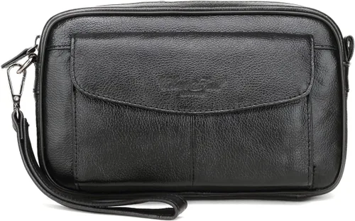 Vista 18 de Cartera organizadora de cuero para hombre con ranuras protectoras para tarjetas de crédito