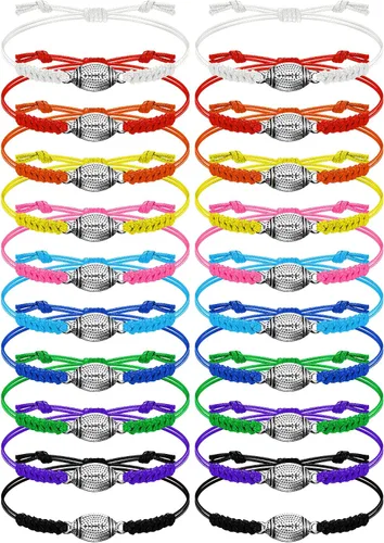 Vista 10 de Hicarer 20 pulseras de fútbol ajustables con dijes de fútbol, regalos de fútbol para mujeres y hombres, la mayoría de jugadores de equipo deportivo
