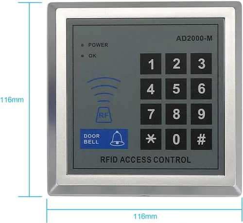 Vista 2 de AGPtEK Kit de sistema de control de acceso para puertas, HS0014+15+16+17-MB1 620LB Holding Force, 110-240V AC to 12VDC 3A 36W Power, Keypad & 10