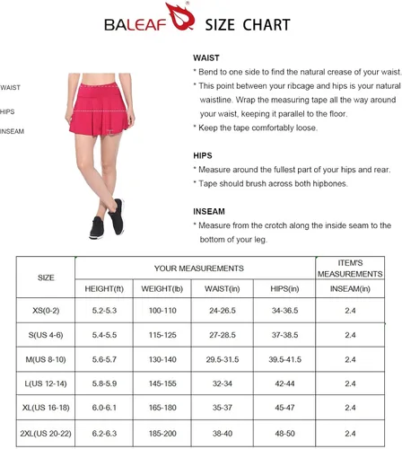 Vista 6 de BALEAF Women's Athletic Golf Skirt Tennis Skort Pleated with Pockets