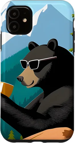 Vista 8 de iPhone 16 Bear Enjoying A Coffee Case