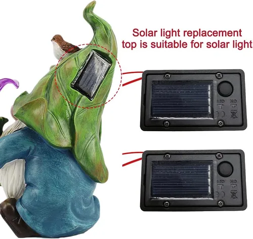 Vista 3 de PXRJE Paquete de 2 luces solares de repuesto para la parte superior de la linterna solar, panel solar redondo impermeable, panel solar LED, tapa