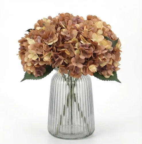 Vista 22 de 5 piezas de flores artificiales falsas, hortensias de seda, 1 arreglos de cabeza de flor, ramos de boda, decoración floral de plástico, centros