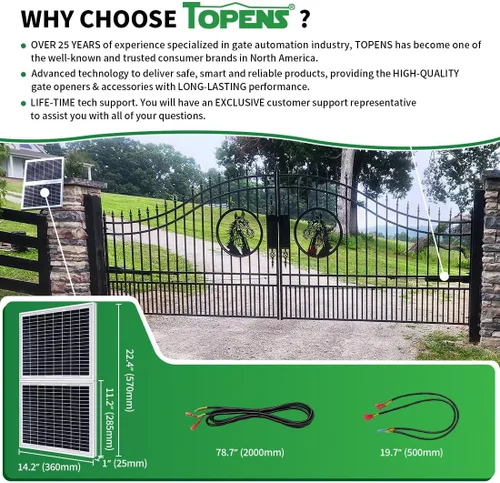 Vista 6 de TOPENS TSQ20W Panel solar monocristalino de 20 vatios y 24 V, kit de panel solar para abridor de puerta, barco, yate, RV, caravana, coche de golf