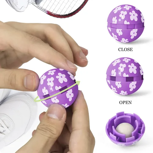 Vista 5 de Scent-Hi - Pelotas desodorantes para tenis de lavanda, paquete de 6 unidades, aroma natural, ambientador de zapatos, bolas giratorias, eliminador