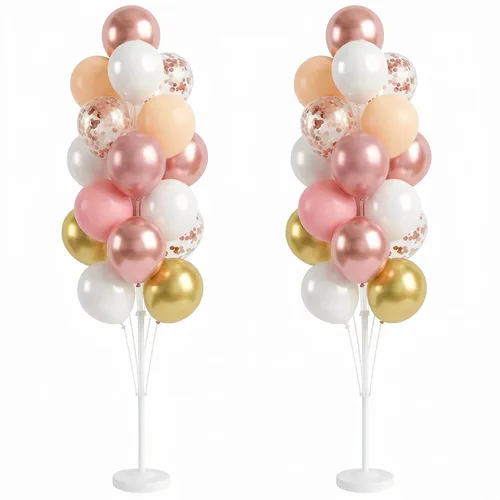 Vista 28 de Hiins Juego de 2 globos de confeti para árbol con base, decoración de poste para fiesta Bee Lemon,Wedding Baby Shower Party Decor,Includes a base