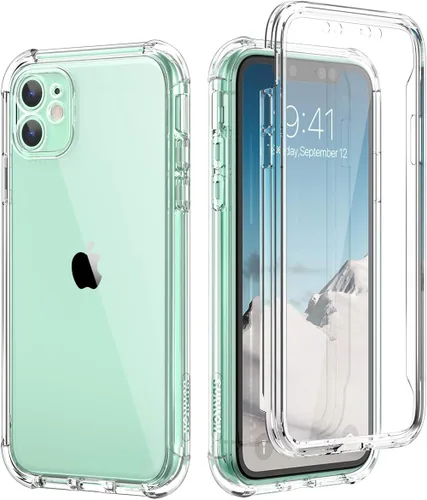 Vista 10 de SURITCH Funda transparente para iPhone 11 (solamente) de 6.1 pulgadas, [protector de pantalla integrado] cubierta protectora de cuerpo completo a