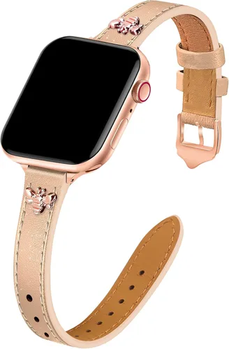 Vista 31 de JR.DM Correas de cuero delgadas compatibles con Apple Watch Band 1.496 in 1.575 in 1.614 in 1.654 in 1.732 in 1.772 in 1.811 in 1.929 in, correa