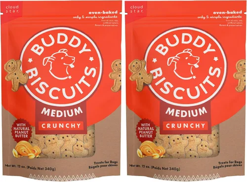 Vista 11 de Buddy Biscuits Golosinas crujientes para perros medianos, mantequilla de maní, bolsa de 12 onzas