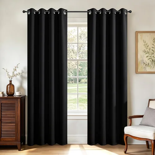 Vista 17 de Joydeco Cortinas opacas para dormitorio de 72 pulgadas de largo, 2 paneles de cortinas con aislamiento térmico para oscurecer la habitación