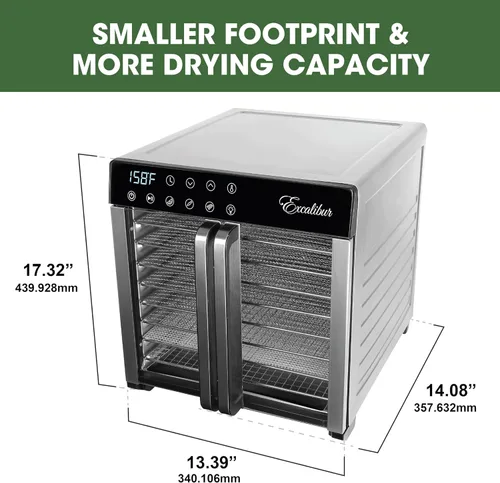 Vista 3 de Excalibur - Deshidratador de alimentos de la serie Select para cecina, frutas, verduras, hierbas, golosinas para mascotas con control de temperatura