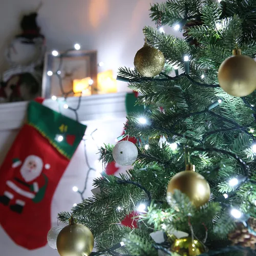 Vista 8 de Brizled Luces de Navidad blancas frías, 33 pies, 100 luces LED para árbol de Navidad, 0.197 in de gran angular, luz de Navidad conectable de 120 V