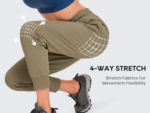 Vista 3 de CRZ YOGA Pantalones deportivos para mujer, impermeables, para exteriores, golf, atléticos, ligeros, con bolsillos con cremallera, de 27 pulgadas