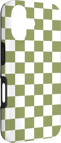 Vista 3 de Funda para iPhone 17 con diseño de cuadros verde oliva estético retro