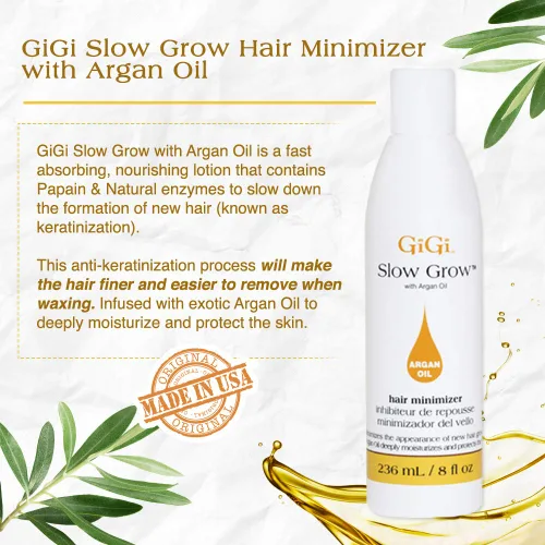 Vista 4 de Loción de crecimiento lento Gigi con aceite de argán, 8 oz Inhibidor del crecimiento