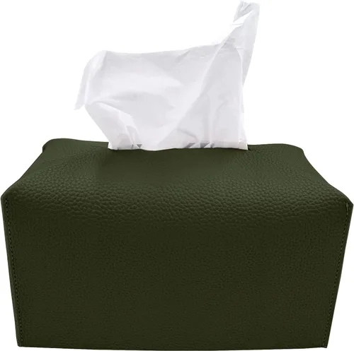 Vista 10 de Carrotez Funda para caja de pañuelos, soporte cuadrado de piel sintética refinada, soporte decorativo para encimera de tocador de baño, mesitas