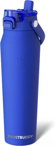 Vista 14 de Frost Buddy botella de agua aislada de 32 onzas con pajilla y tapa para beber Acero inoxidable a prueba de fugas 24 horas de frío Resistente