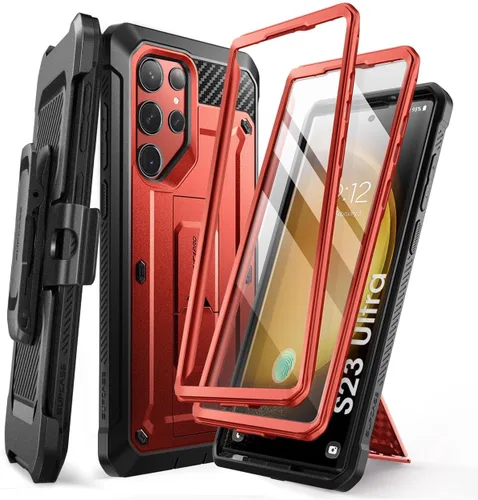Vista 10 de SUPCASE Funda para Samsung Galaxy S23 Ultra con soporte, [Unicorn Beetle Pro] [2 marcos frontales]