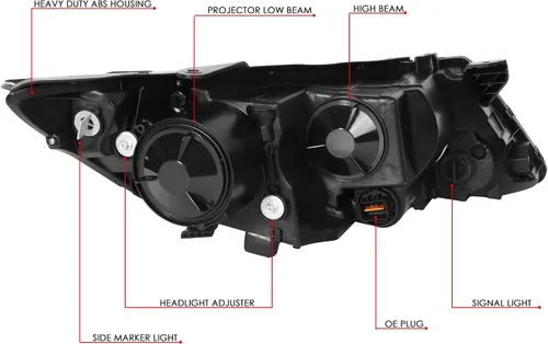 Vista 6 de DNA MOTORING HL-OH-KOPT11-BK-CL1 - Par de faros halógenos reflectores transparentes negros compatibles con modelos híbridos Optima Exclude