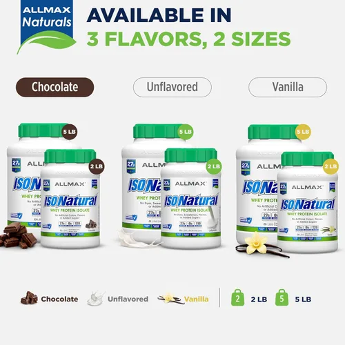 Vista 8 de ALLMAX ISONATURAL - Polvo aislado de proteína de suero de leche, 0.95 oz de proteína por cucharada, sin azúcar, cero grasa, 99% sin lactosa, sin