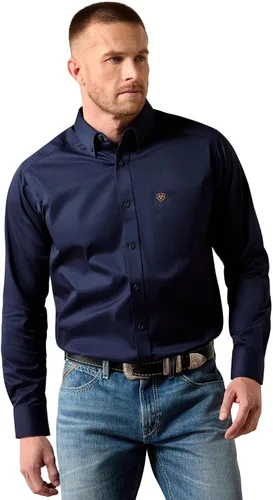Vista 10 de Ariat Camisa de sarga sólida de corte clásico para hombre Negro