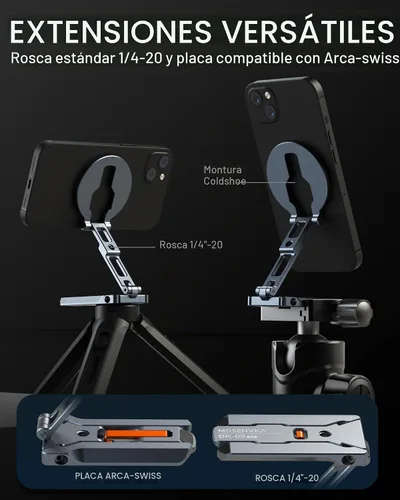 Vista 3 de MOSENVKA Soporte magnético ultrafino para teléfono y soporte de trípode de Plateado