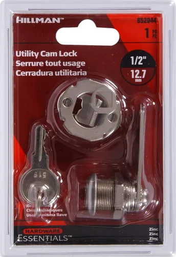 Vista 2 de Hardware Essentials 852044 Cerraduras de puerta con llave y leva utilitaria cromadas 1/2 '-Keyed igual