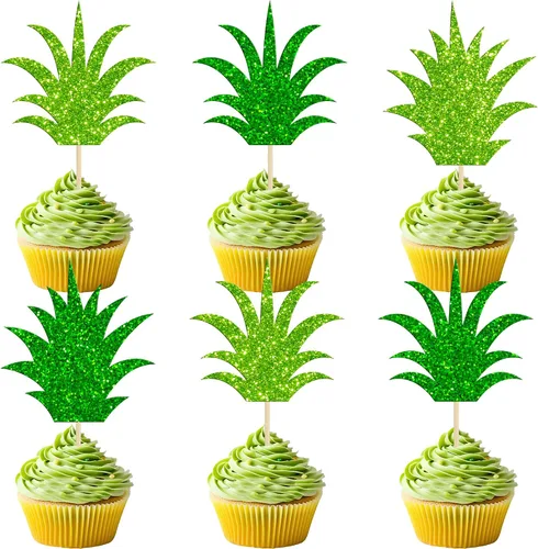 Vista 15 de Gyufise 1 pieza de decoración para pastel de cumpleaños Moana con purpurina de hoja de palma, flor de moana para pastel tropical hawaiano Luau, baby