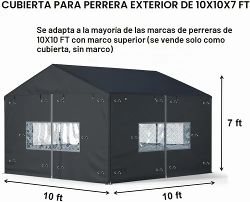 Vista 2 de Cubierta para Perrera de Perros para Exteriores Grande Perrera de Perros para Exteriores de Servicio Pesado Malla Grande Cubierta de Jaula Negro