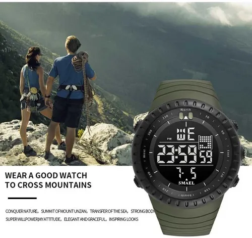 Vista 2 de SMAEL Relojes digitales para hombre, de lujo, impermeables, modernos, con fecha, LED, cronógrafo, electrónicos, 1237
