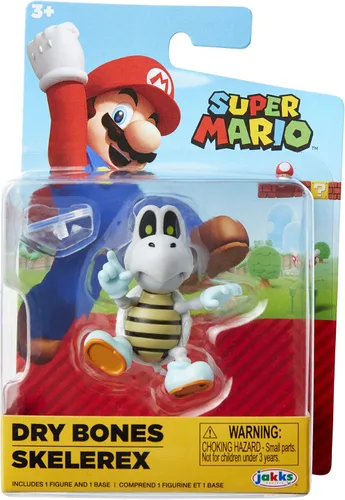 Vista 3 de Super Mario Figura de acción de 2.5 pulgadas Dry Bones juguete coleccionable, color blanco