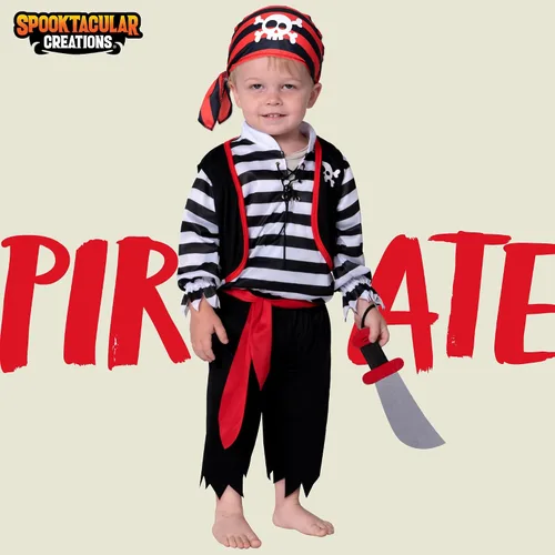 Vista 2 de Spooktacular Creations Disfraz de pirata a rayas para bebé niño