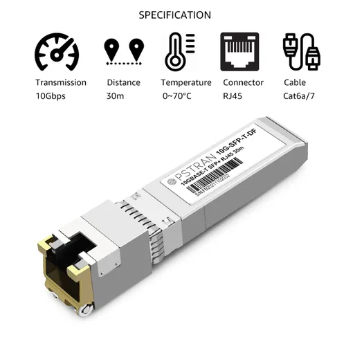 Vista 31 de Módulo transceptor de cobre 10GBASE-T SFP+ RJ45 compatible con Arista SFP-10GE-T 10G SFP+ 98.4 ft Cat6a/7 Para Arista