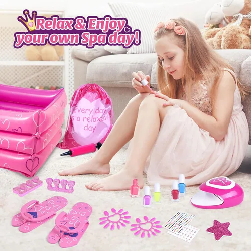 Vista 3 de Shemira Set de regalo para niñas de 7, 8, 9, 10 a 12 años, juguetes de día de spa, kit de manicura y pedicura para niños, kit de arte de uñas